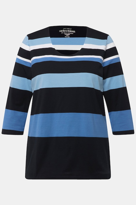 Shirt, Ringel, Rundhals, 3/4-Arm, Pima Cotton