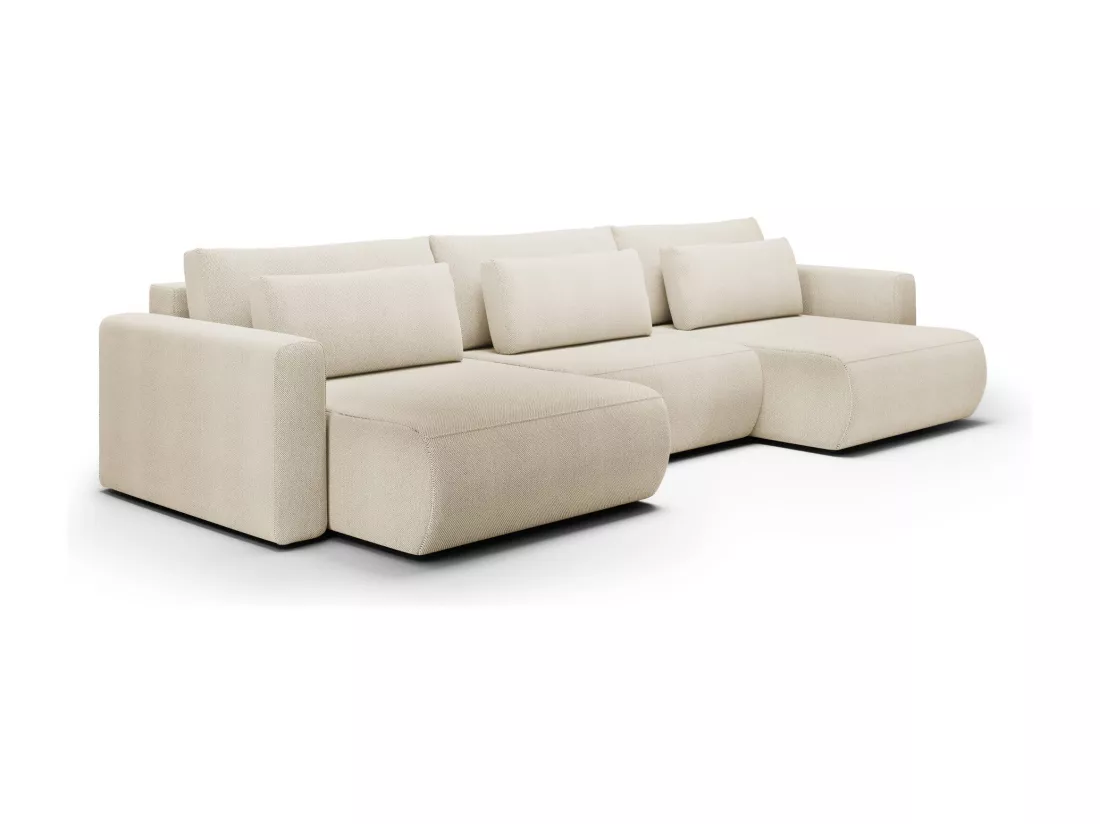 Canapé d'angle convertible 5 places WELLY U Beige