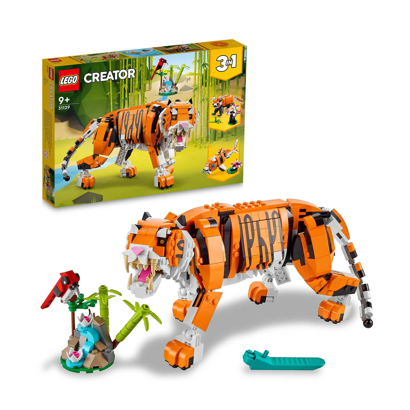 LEGO 3-in-1 Grote Tijger naar Bouwbare Rode Panda of Vis Speelgoed voor Kinderen 31129
