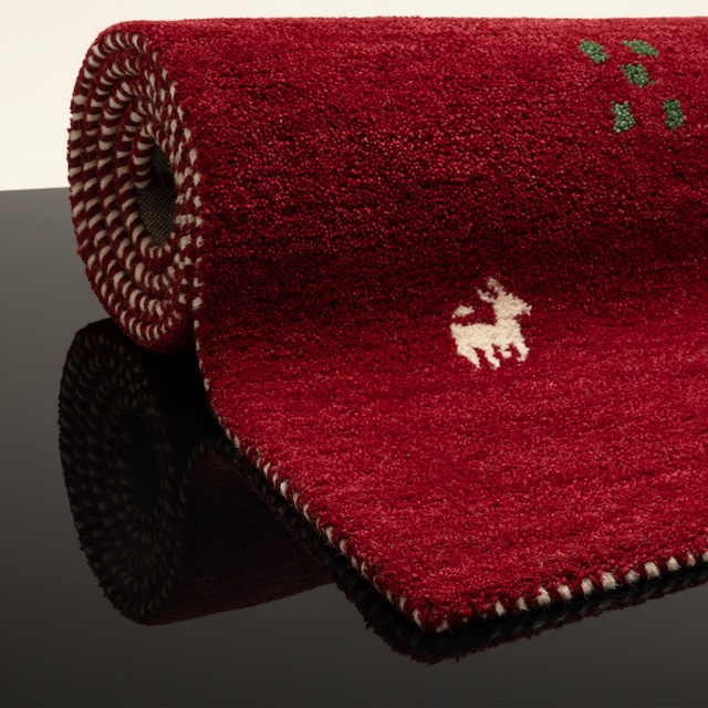 THEKO Wollteppich »Gabbeh Motiv, Handgefertigt, Teppich, Tiermotiv,  reine Wolle« rechteckig 14 mm Höhe reine Wolle, handgewebt, Wohnzimmer, Schlafzimmer, Esszimmer