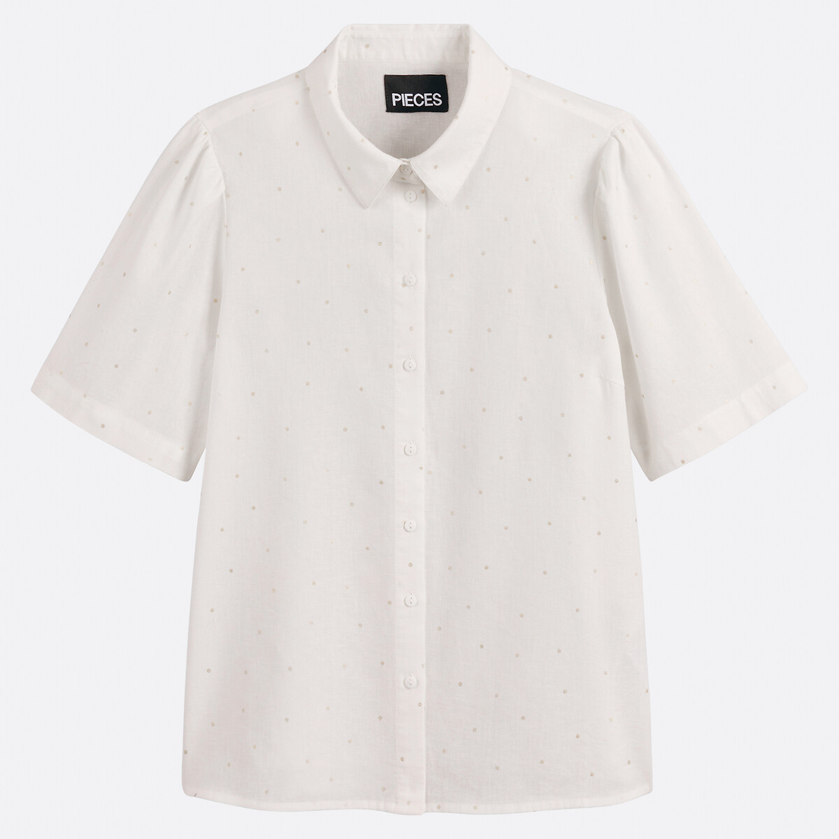 PEÇAS<br>Blusa de bolinhas com mangas curtas