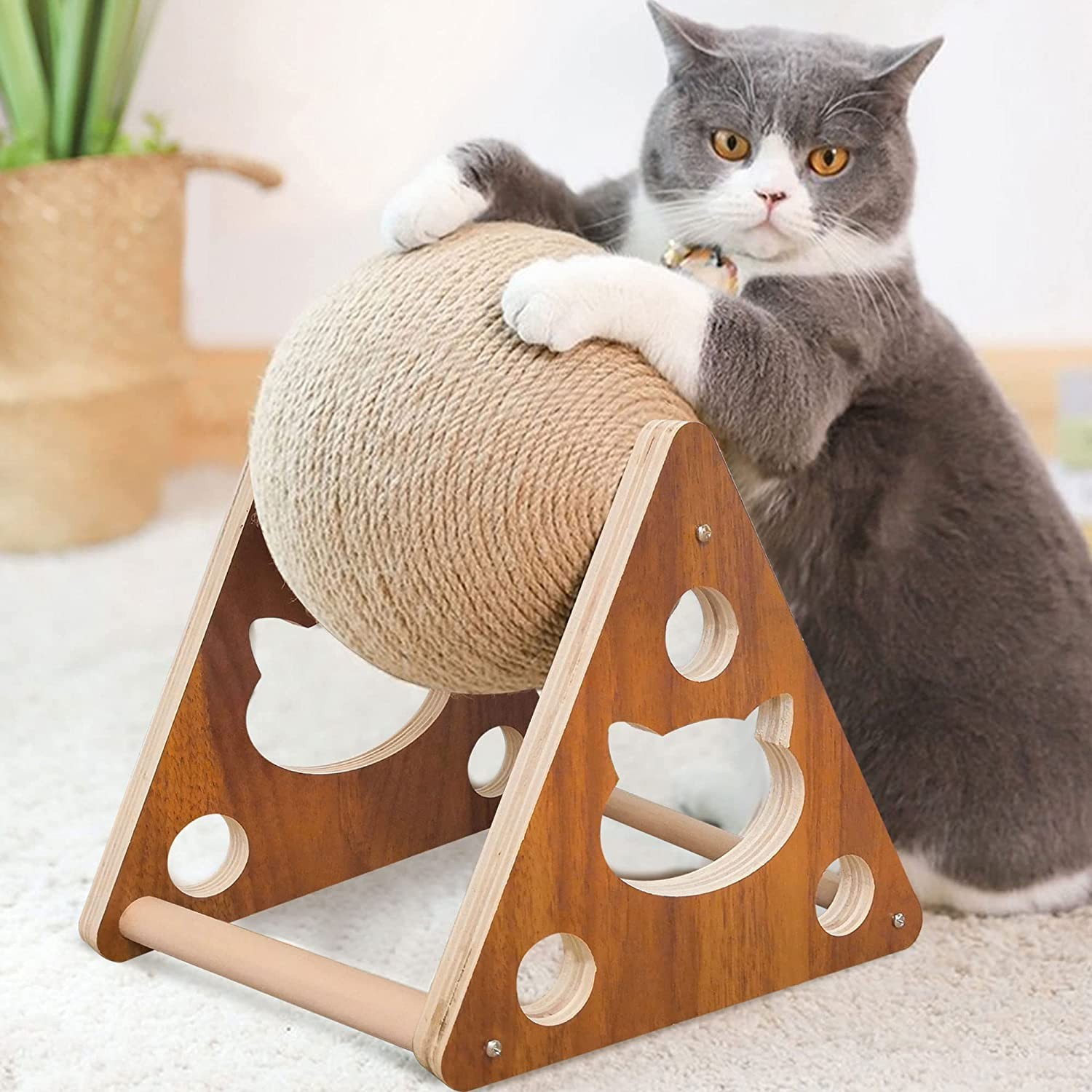 Sisal Krallen Kratzkugel Robustes Katzen Spielzeug mit Catnip - Braun