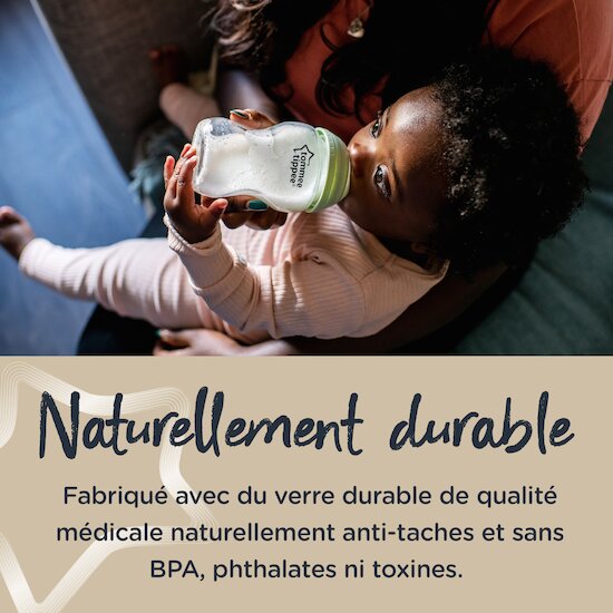 Biberon Closer to nature verre   Bleu        250 ml   de               Tommee Tippee