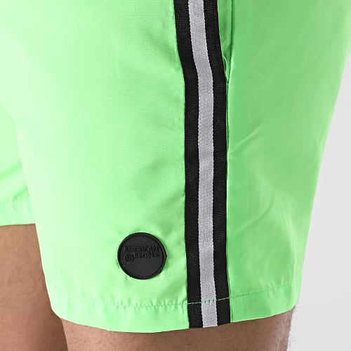 Short De Bain A Bandes Milt Vert Fluo