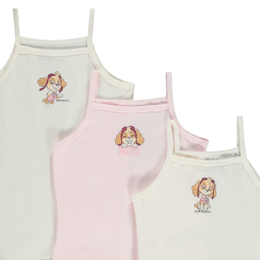 Lot de 3 maillots de corps à bretelles Stella Pat'Patrouille pour fille - Ecru