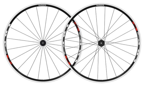 SHIMANO Paire de Roues  R501 Noir/Rouge