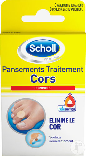 Scholl Pansements Traitement Cors 8 Pièces + 8 Disques À L'Acide Salicylique