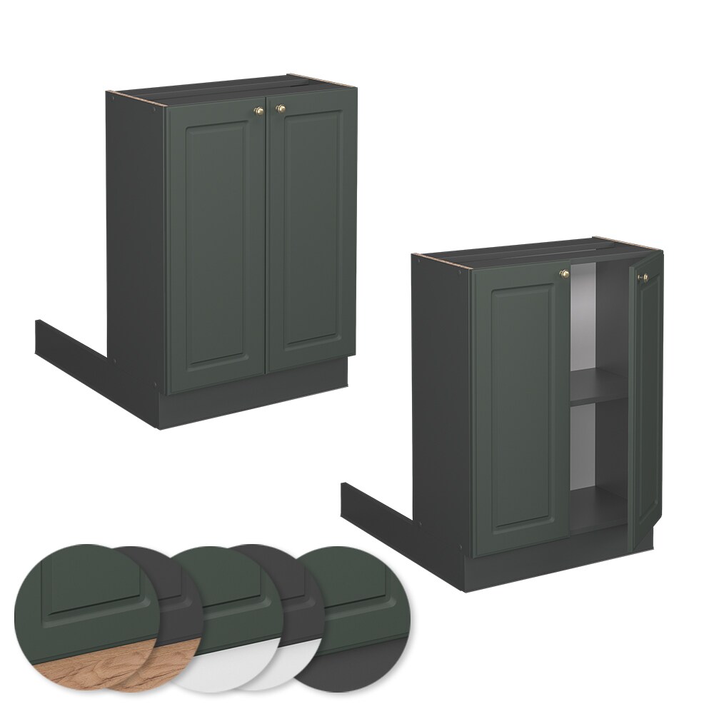 Vicco Regalinselunterschrank Küchenschrank Küchenmöbel Fame-Line Landhaus Anthrazit Grün 60 cm Gold Küche Einbauküche Kücheninsel Drehtür Einlegeboden Blende Küchenunterschrank Küchenzeile