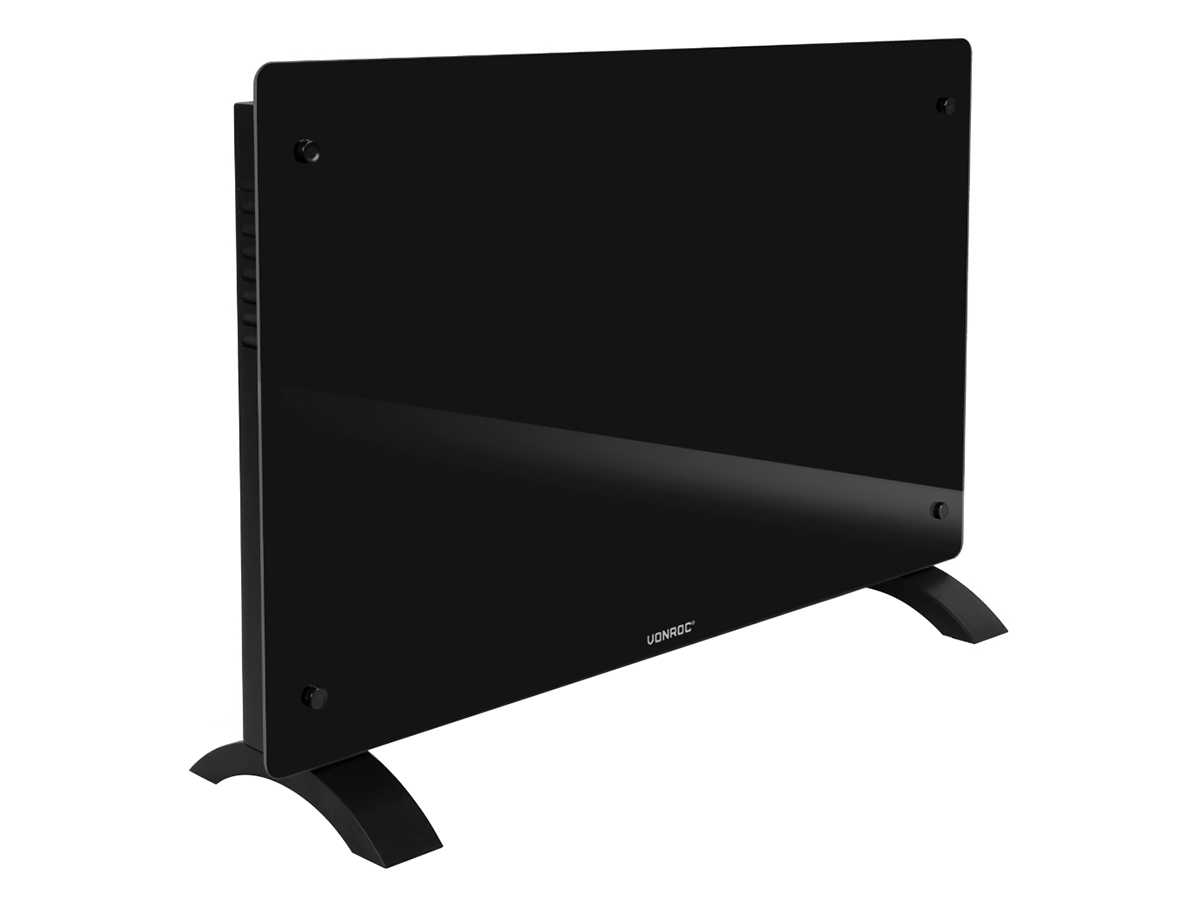 Vonroc 2000 watt convector kachel met glazen paneel - Black