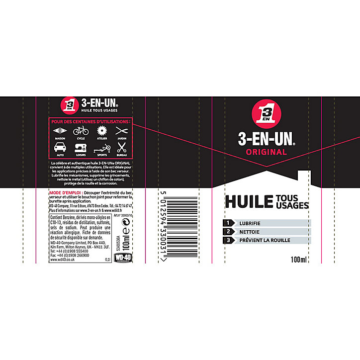Huile tous usages 3-EN-UN Burette 100ml