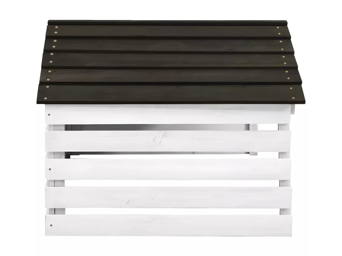 Prolenta Premium - Garage de tondeuse à gazon Noir et blanc 78x74x54 cm Sapin