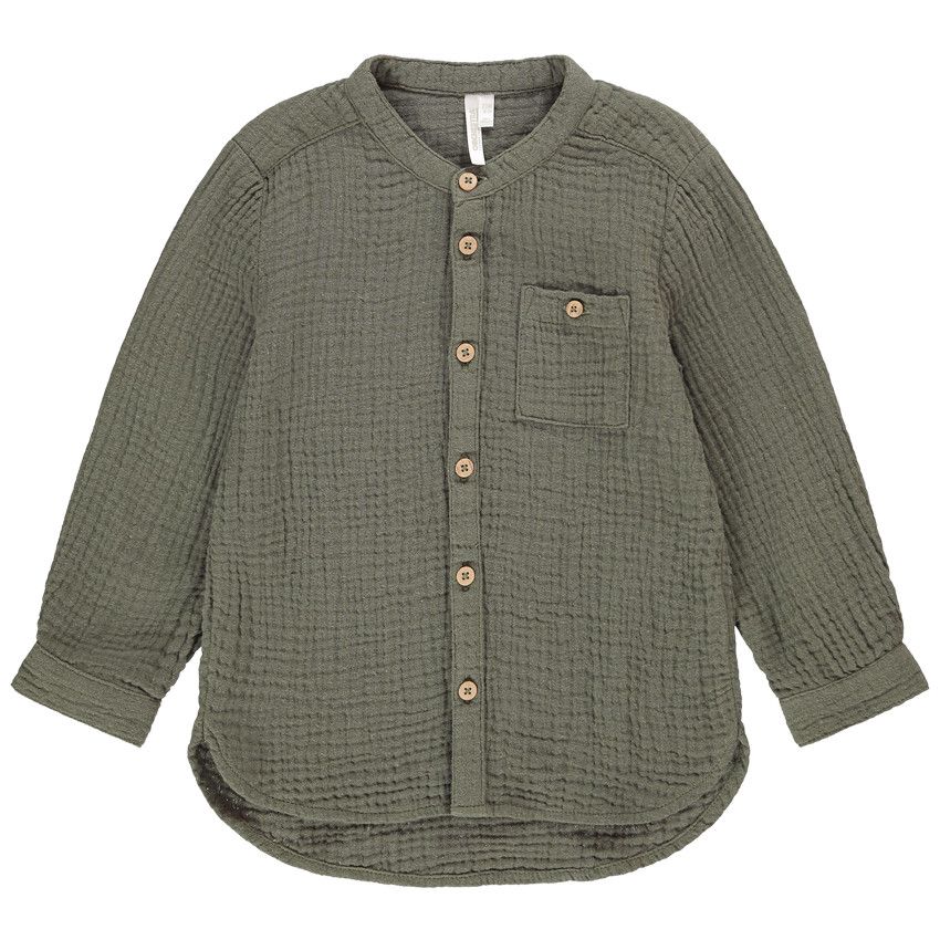 Chemise manches longues en tetra pour bébé garçon - Kaki
