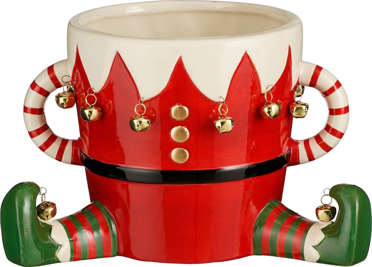 House of Seasons bloempot Funny elf rood 29 x 18 x 17 cm