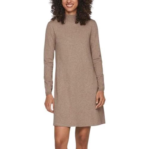 Vila - VICOMFY A-LINE ROLLNECK KNIT DRESS Marrón