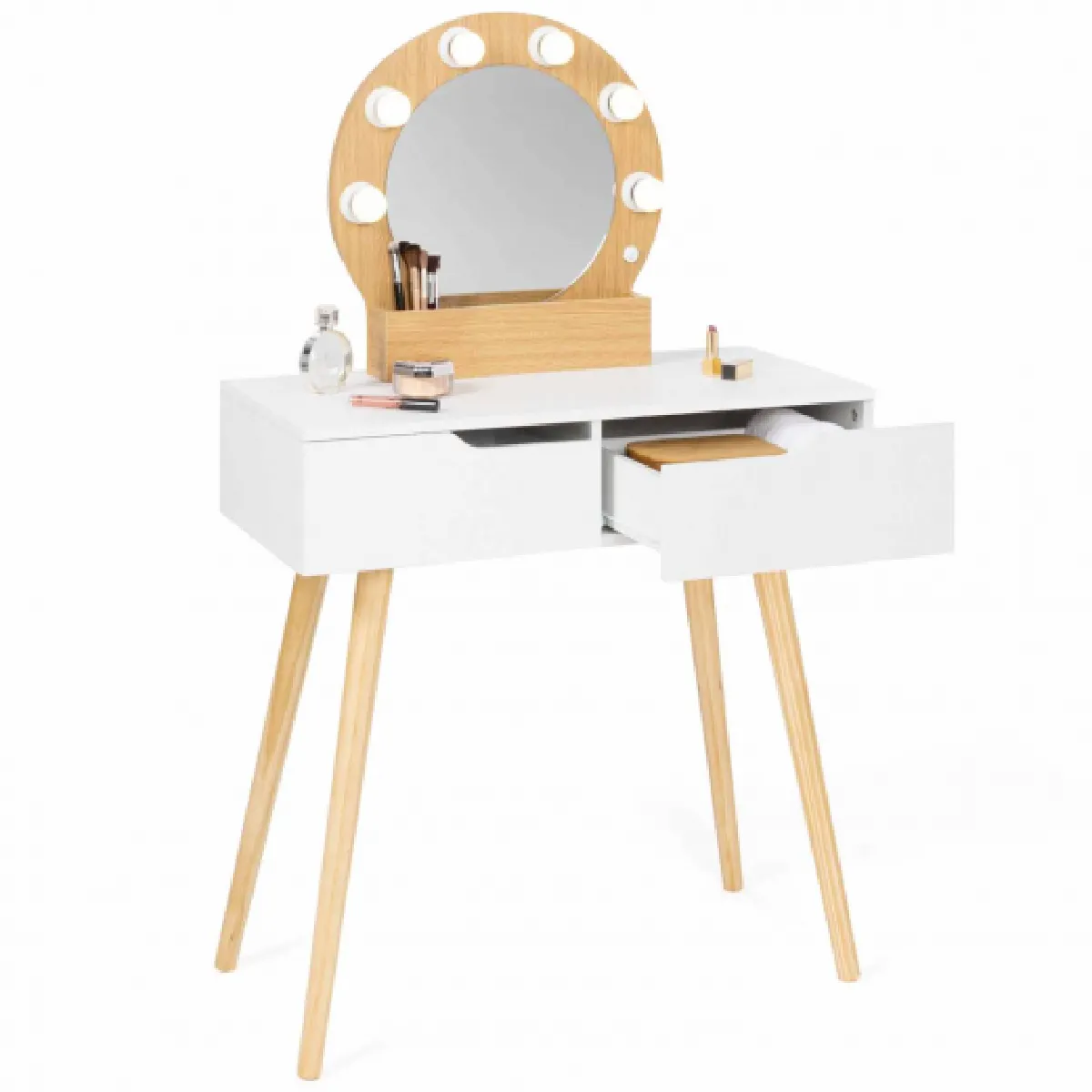 Idmarket MARKET Coiffeuse HORIA - Bois et Blanc