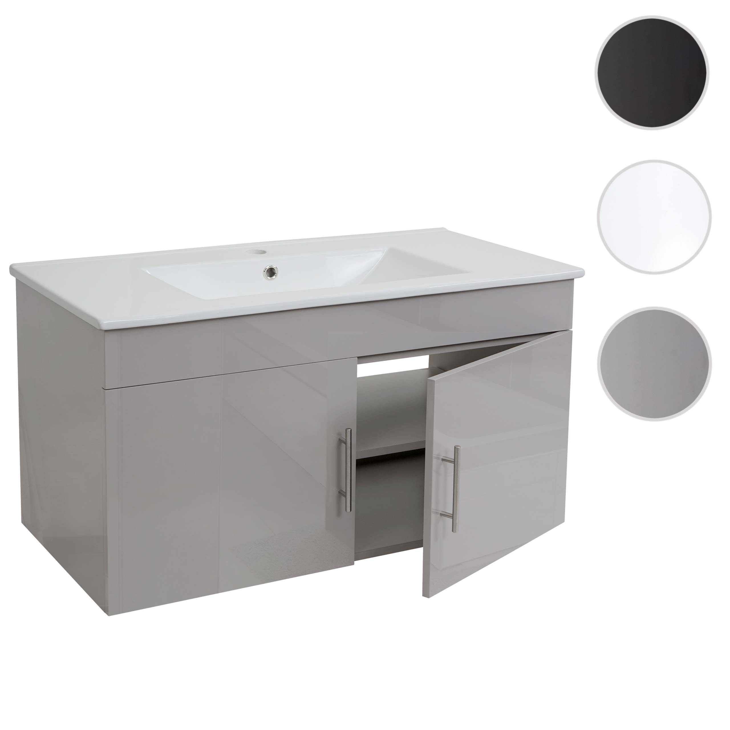 Waschbecken + Unterschrank MCW-D16, Waschbecken Waschtisch, hochglanz 90cm ~ grau