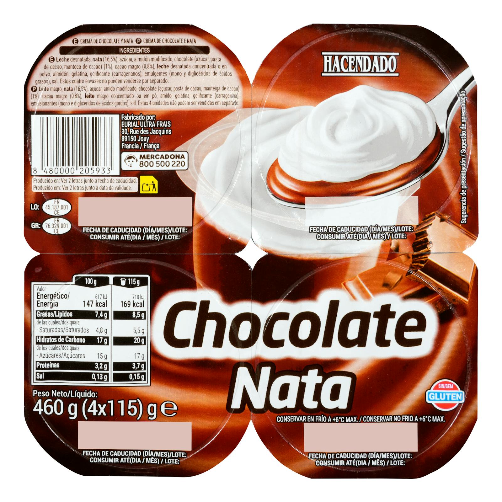 Tasse de chocolat et crème Hacendado