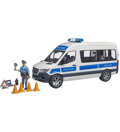 Bruder Bil - MB Sprinter Politibil m. Politibetjent og Lys/Lyd -
