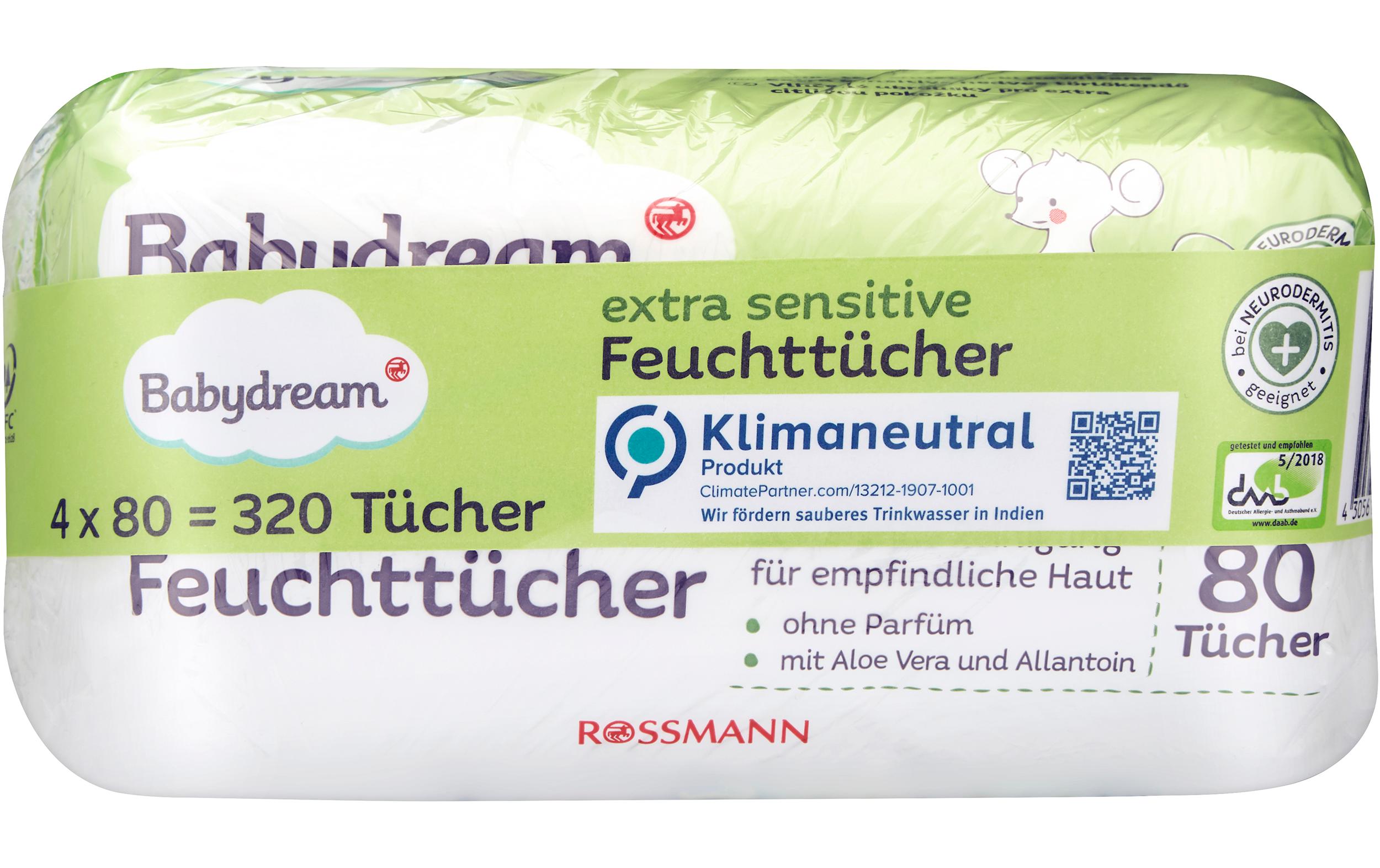 Feuchttücher Extra Sensitive, Vorteilspackung 4 x 80 Stk.Feuchtücher, Mehrfachpackung, 4 x 80 Stück