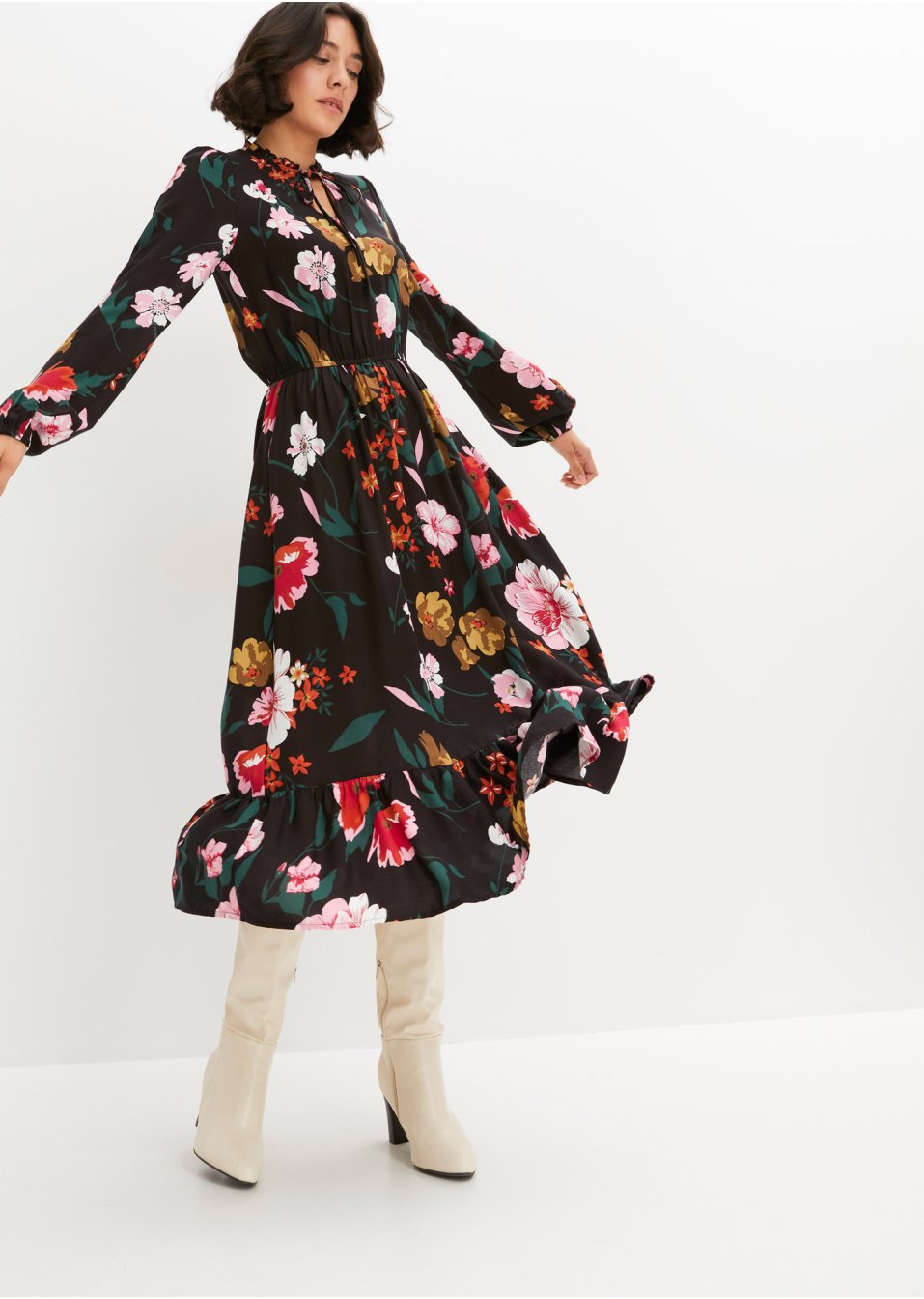 Robe midi imprimée en viscose