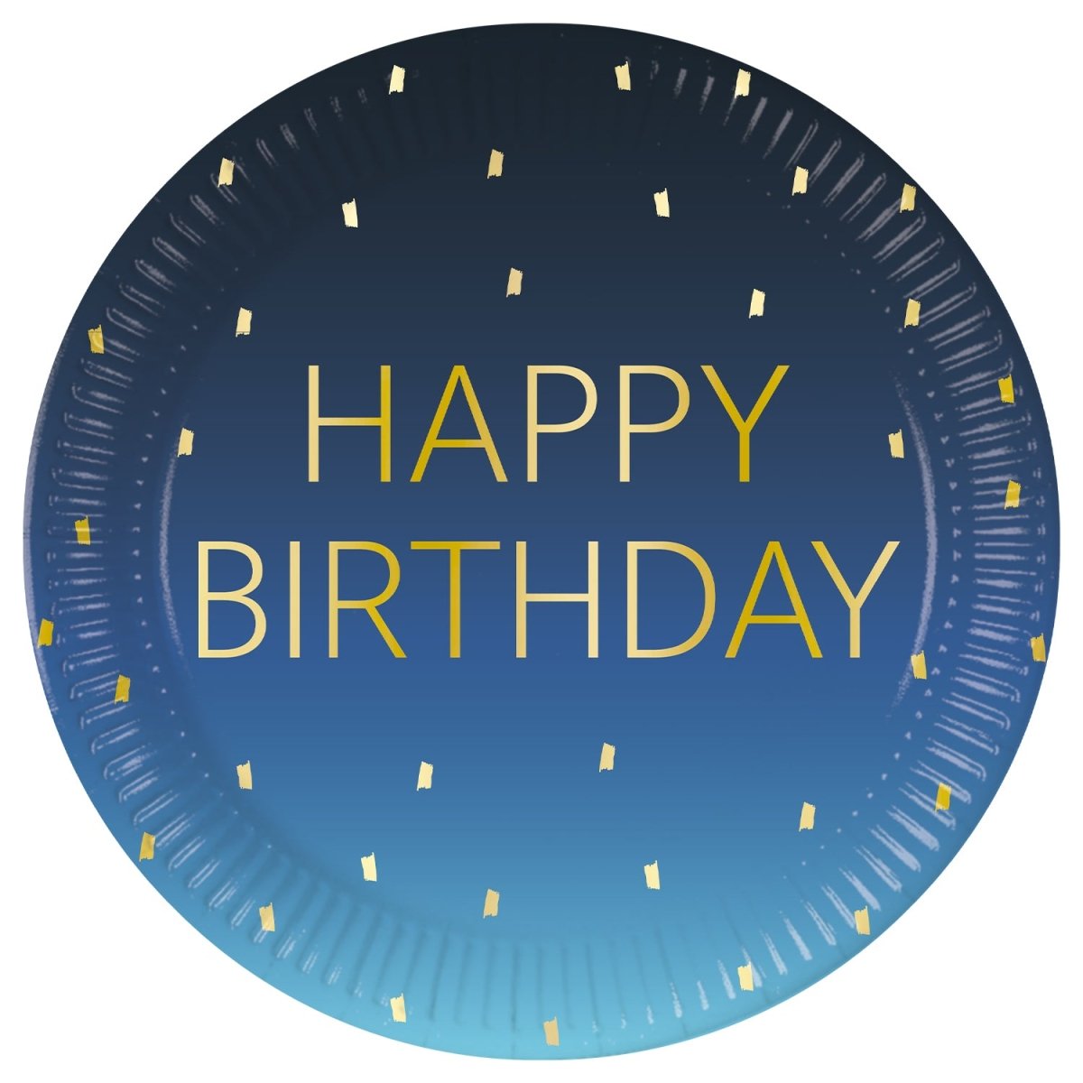 Happy Birthday Borden Blauw Goud 23cm 8st