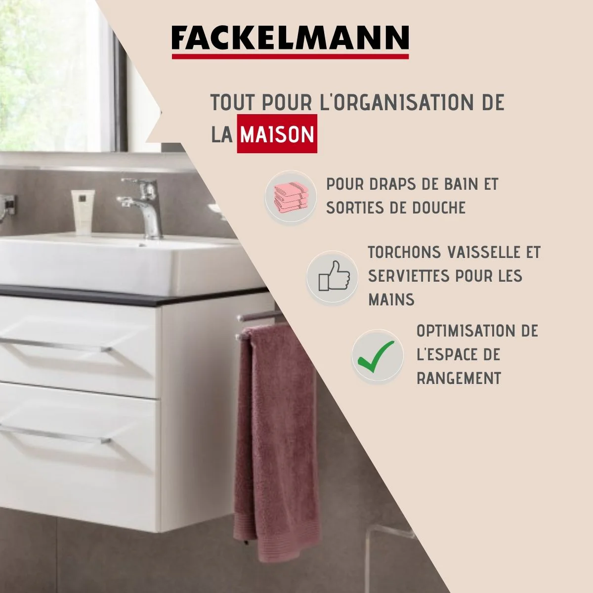 Porte serviette double gris chrome Vision Fackelmann