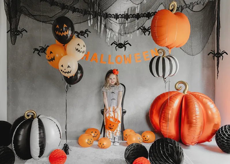 Halloween Ballonnen Zwart Oranje Pompoenen 30cm 6st