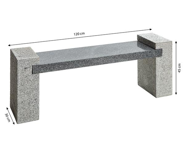 Dehner Granit-Gartenbank, ca. B120/H45/T30 cm,