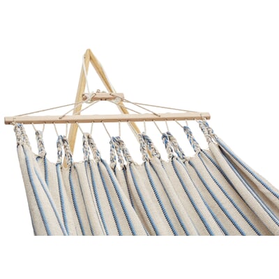 Doppelhängematte Baumwolle, Beige-Blau