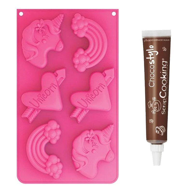 Moule en silicone Licornes + 1 Stylo chocolat Scrapcooking