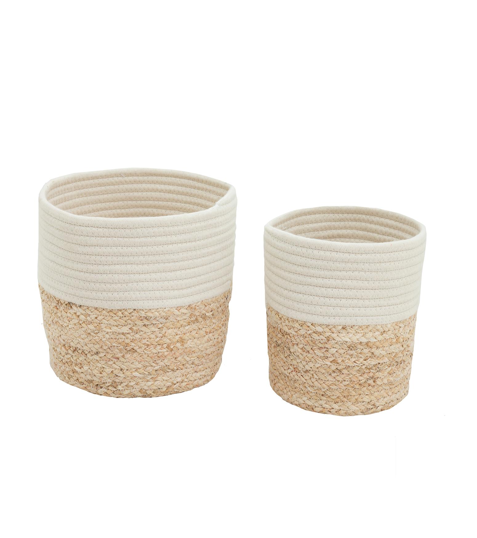 CACHE POT BIMATIERE BICOLORE BLEU 20X19CM