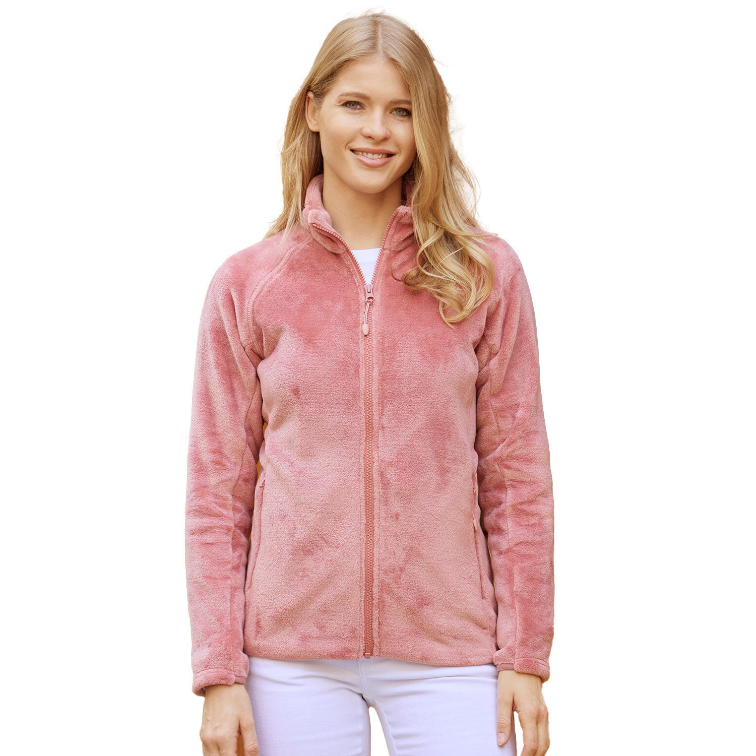 Kuschelige Damen Fleecejacke mit Stehkragen