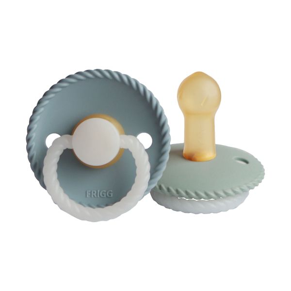 FRIGG Rope Glow Fopspeen Stone Blue / Sage 0-6 Mnd 2 Stuks