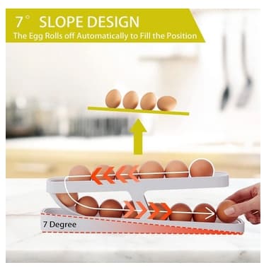 Eggbeholder for kjøleskap, eggedispenser, eggholder, eggoppbevaring for 12-14 egg, dobbeltlag, kjøkkenorganisator