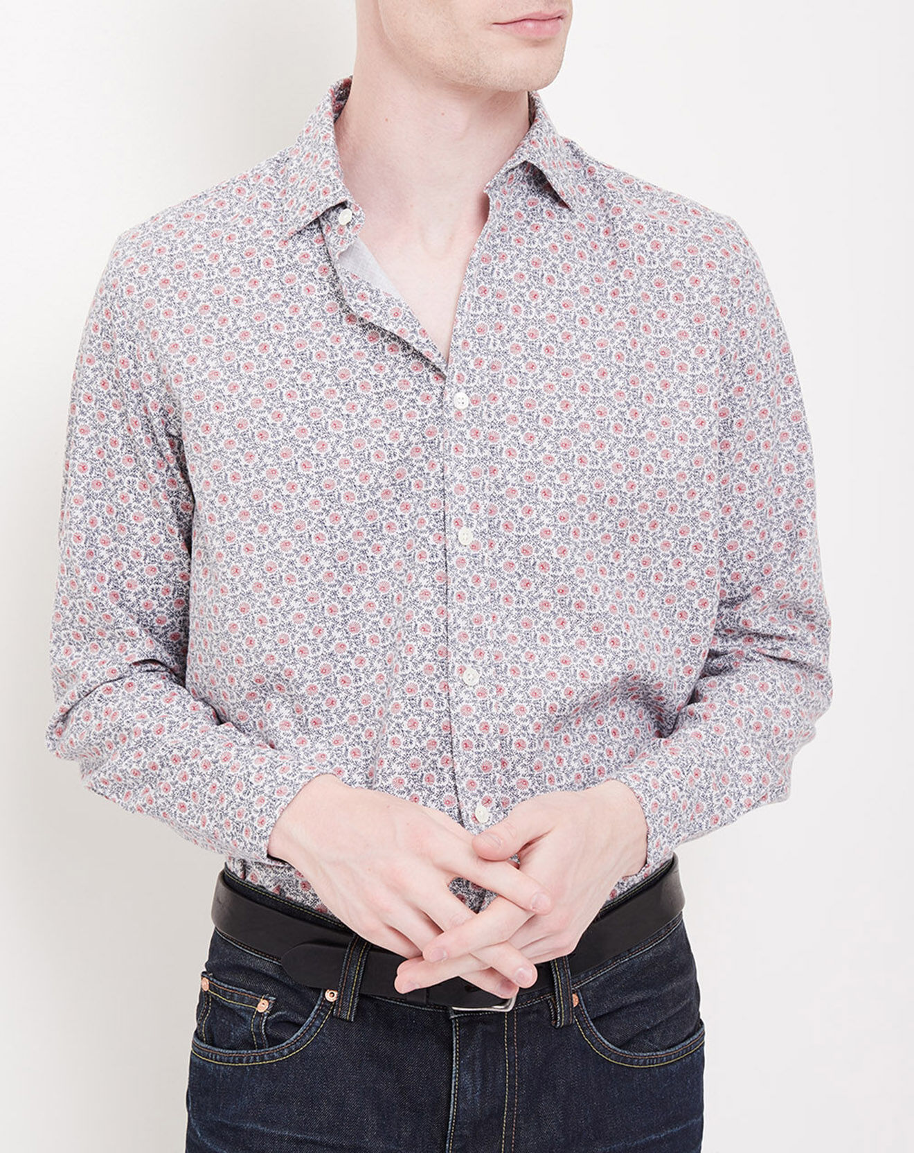 Hartford Chemise Slim Fit Sammy imprimée beige/bleu/rouge