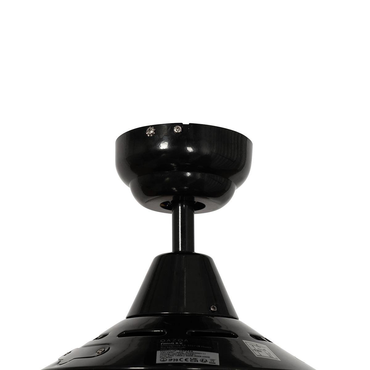 Smart plafondventilator zwart met hout print 132cm incl. LED dimbaar met afstandsbediening - Cool