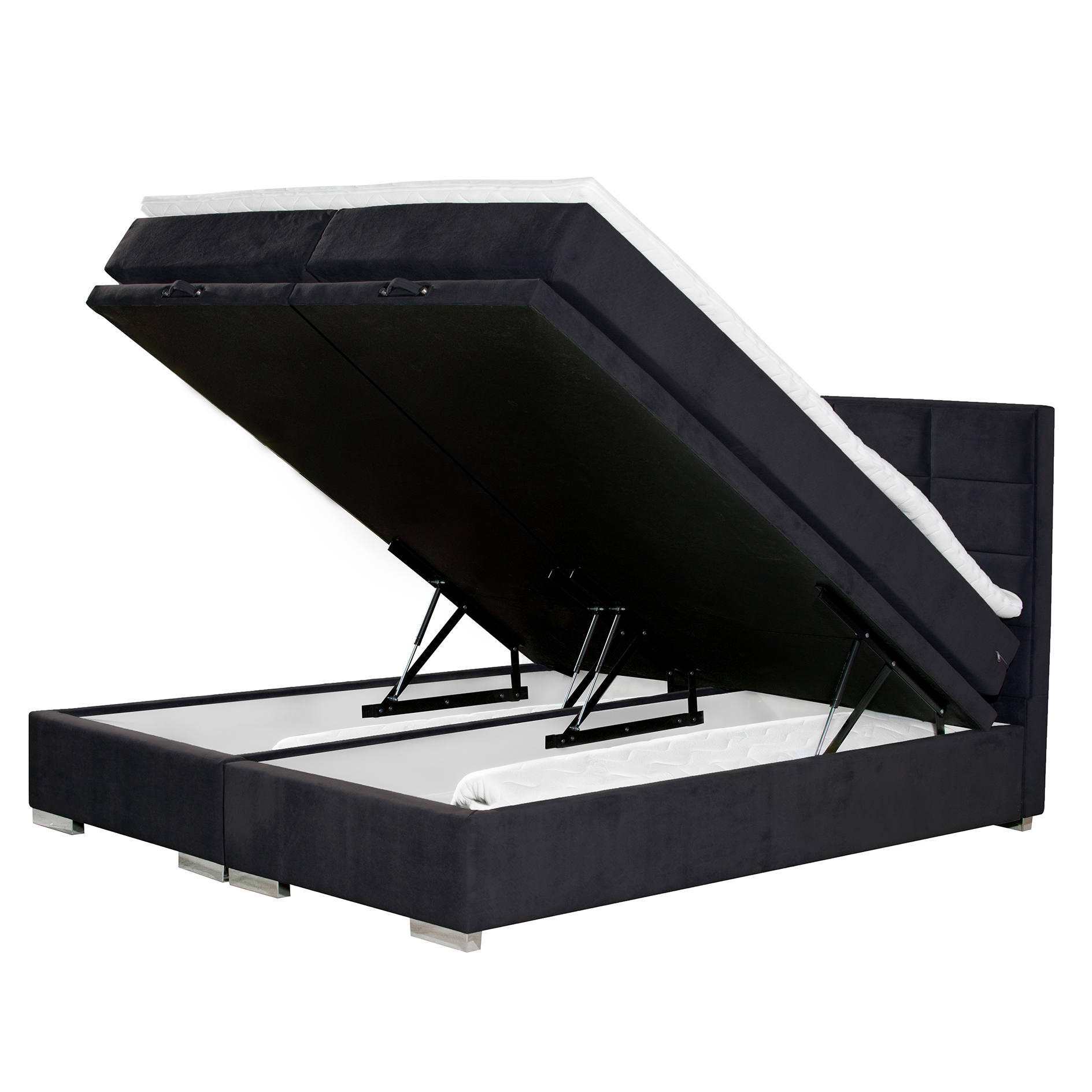 Boxspringbett - schwarz - H3 - 140x200 cm