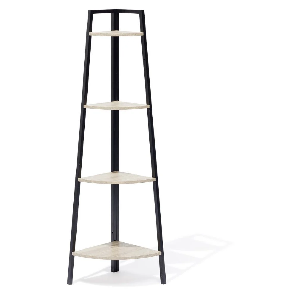 Étagère d'angle New York 4 niveaux métal et bois - 35x35xH135cm