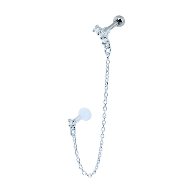 Boucle d'oreille chaîne 2 trous