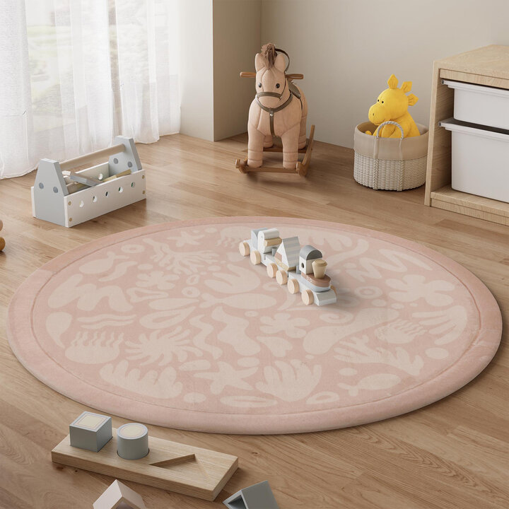 Rond wasbaar speelkleed - Flo Roze