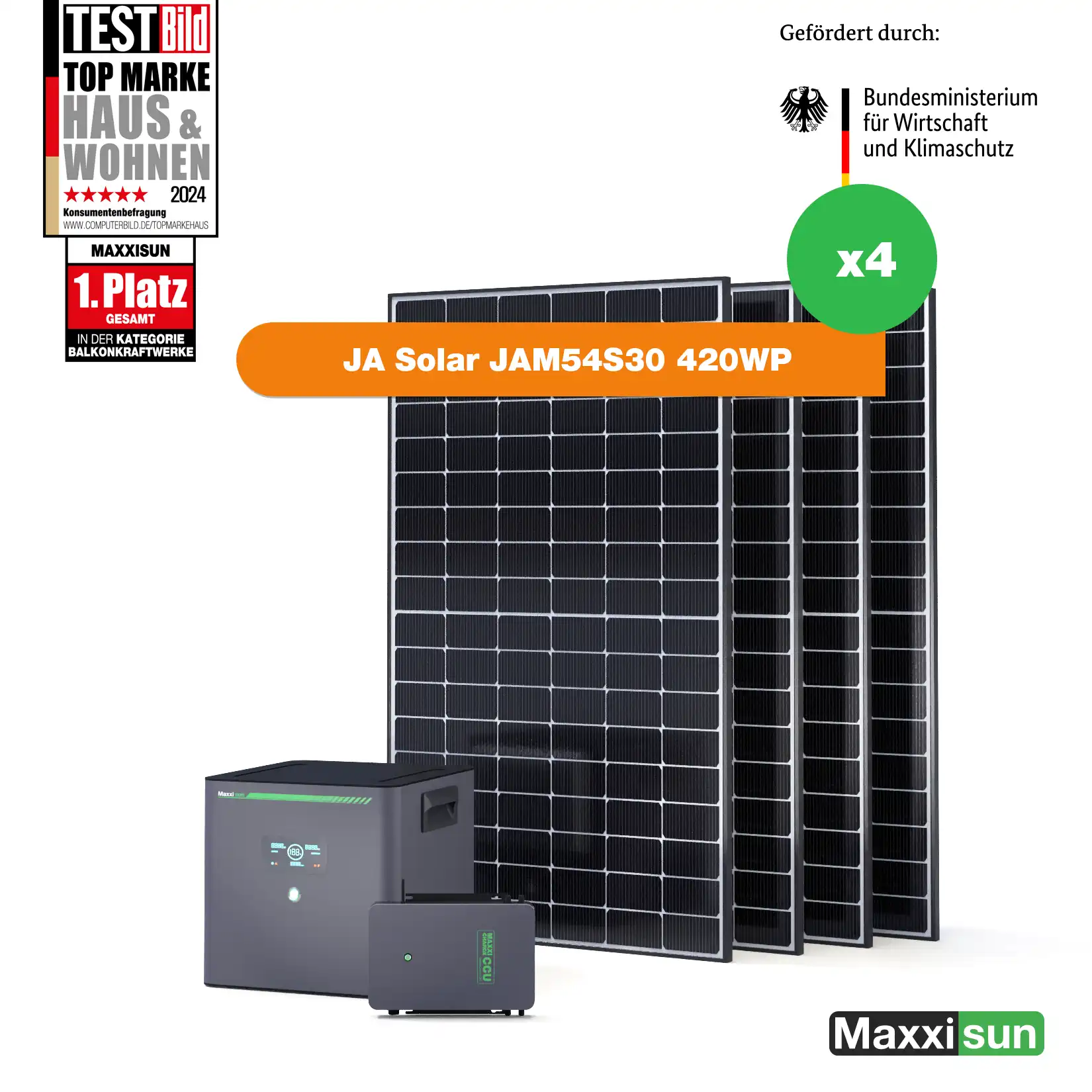 Maxxicharge Komplettset 1680Wp | Maxxicharge 3.0 | Ohne Montagesystem | Steckersolarkonform