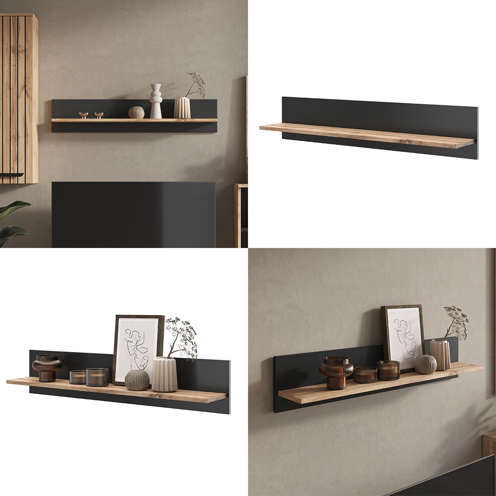 Vicco Wandregal Amber Eiche Wotan Anthrazit 100 x 20 cm Wandhalterung