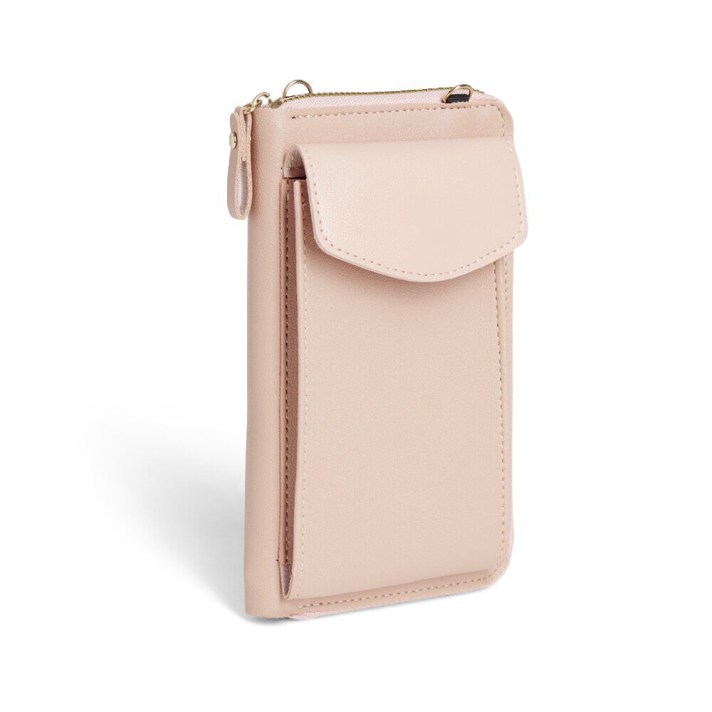 Pochette téléphone double zip polyuréthane et métal