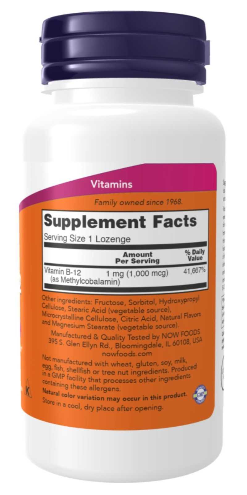 NOW Foods Metil B-12 1000mcg 100 pastillas para chupar