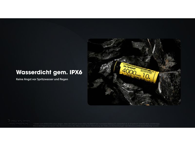 Nitecore Akku NL1840HP 4000 mAh Akku für verschiedene Nitecore-Stirnlampen