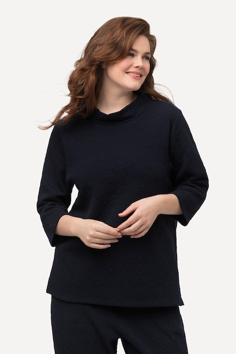 Sweatshirt, Struktur, Stehkragen, 3/4-Arm, Biobaumwolle