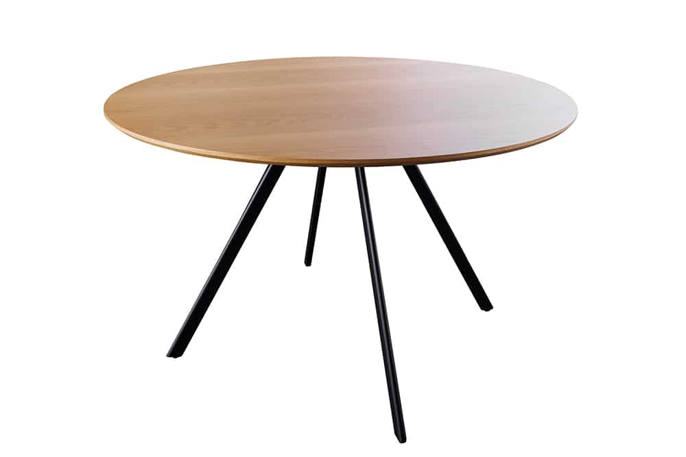 Runder Esstisch ATELIER 120cm natur Eiche schwarz Metall