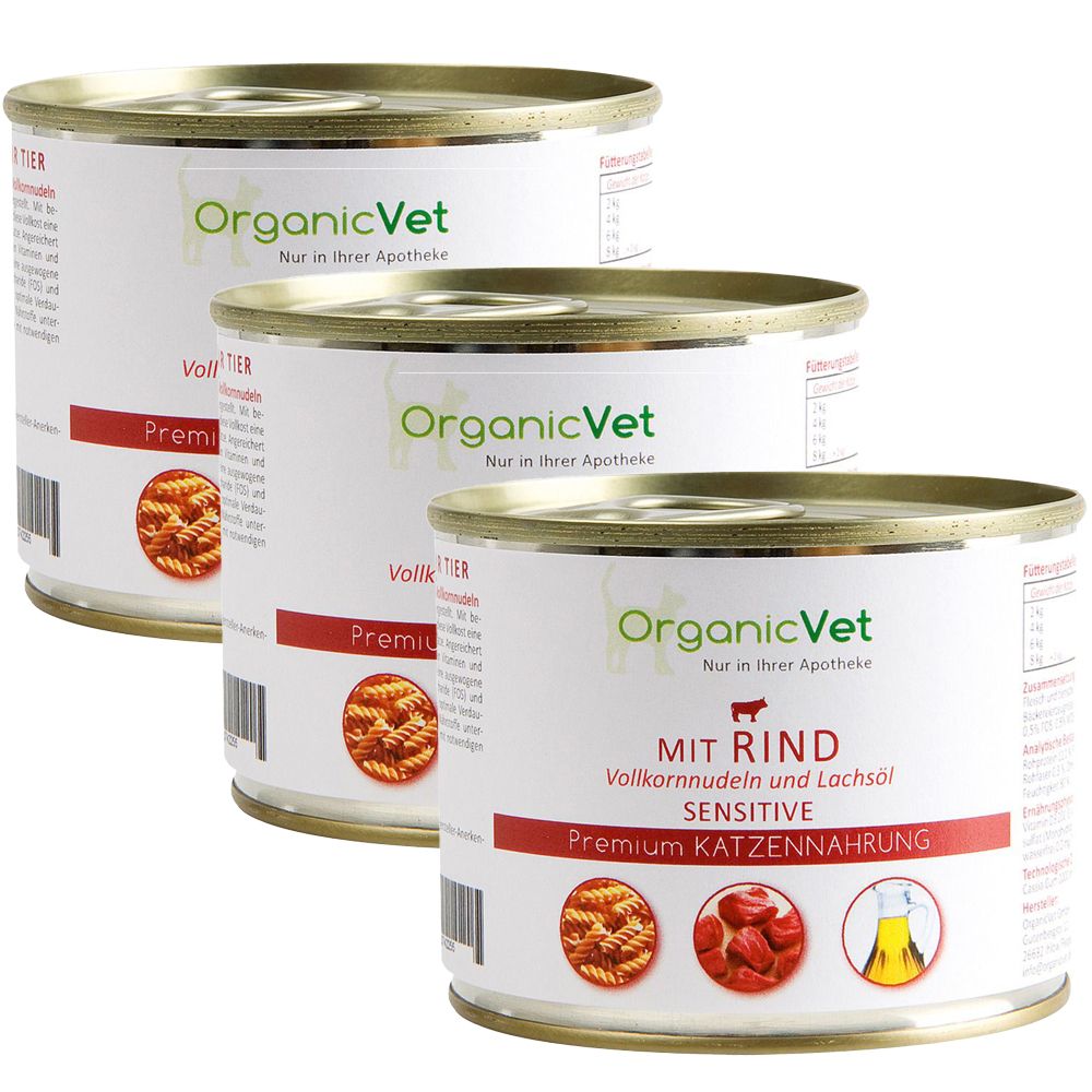 OrganicVet KATZE SENSITIVE Rind mit Vollkornnudeln und Lachsöl