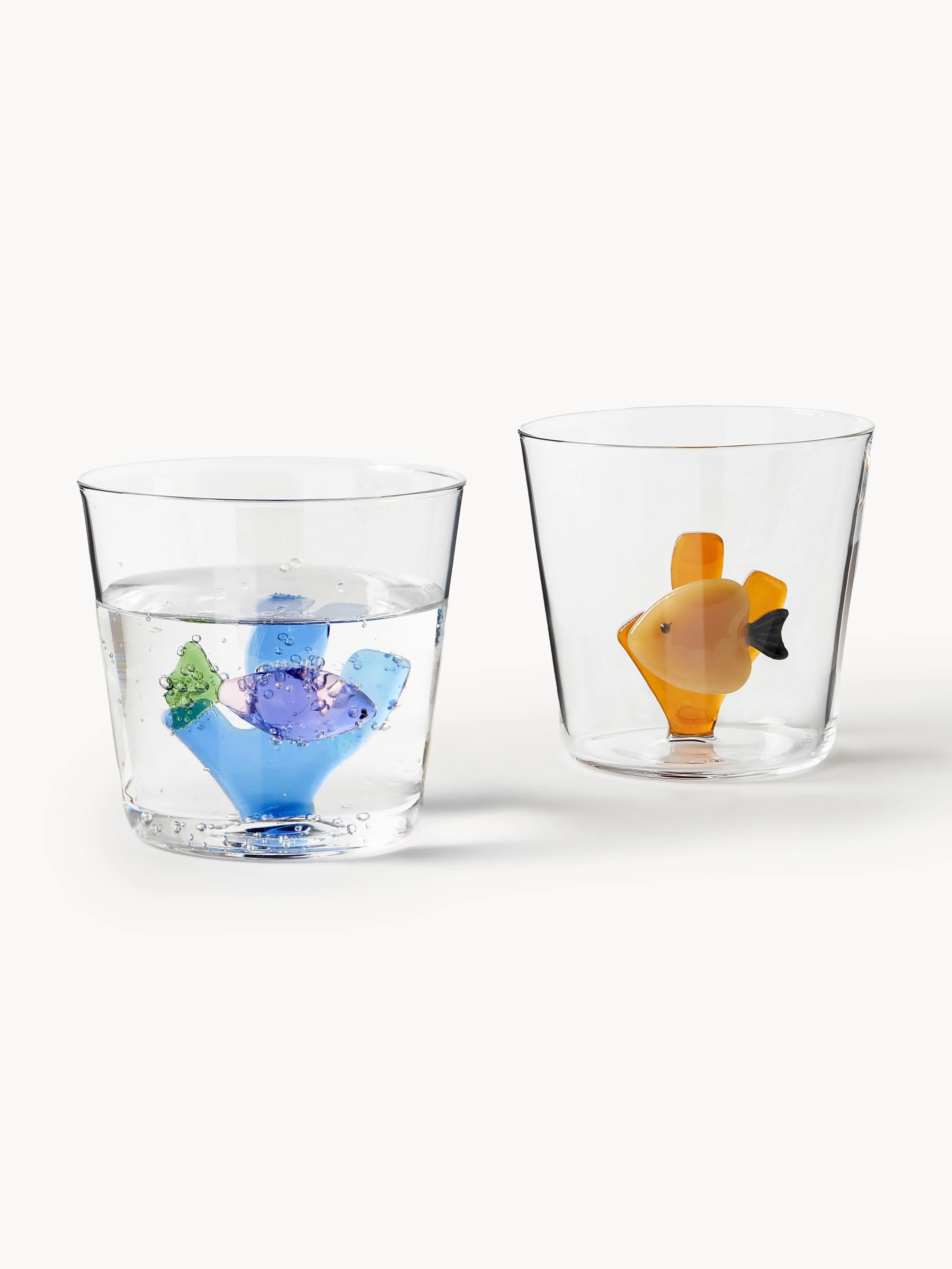 Handgemaakte waterglazen Marine Garden, 6 stuks