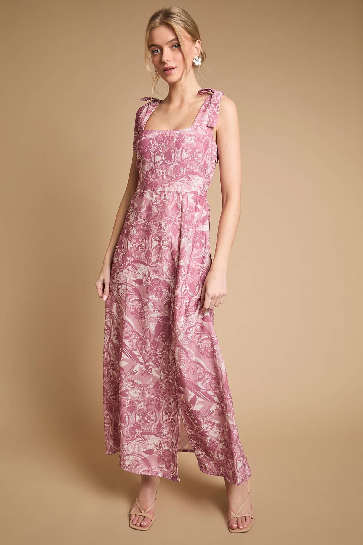 Oasis Robe Midi À Épaules Nouées Et Imprimé Floral Petite